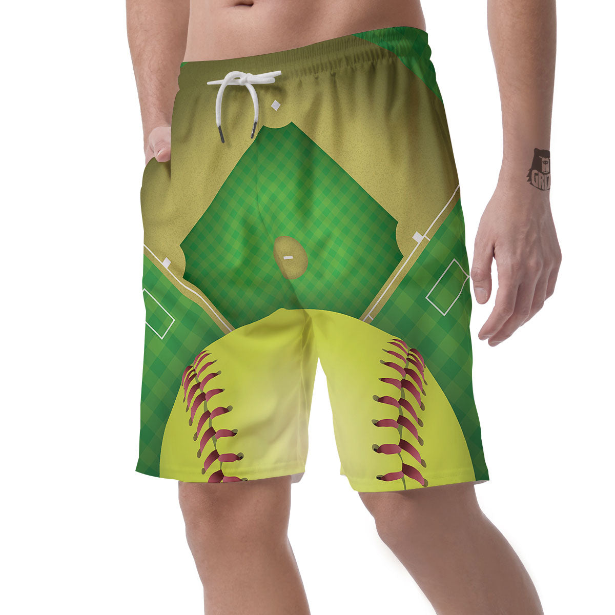 Ball And Softball Field Print Men's Shorts-grizzshop