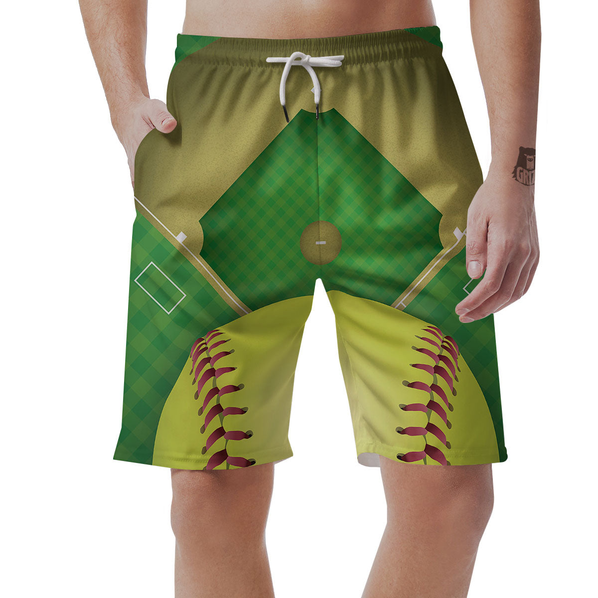 Ball And Softball Field Print Men's Shorts-grizzshop