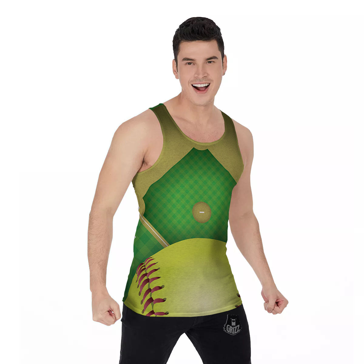 Ball And Softball Field Print Men's Tank Top-grizzshop