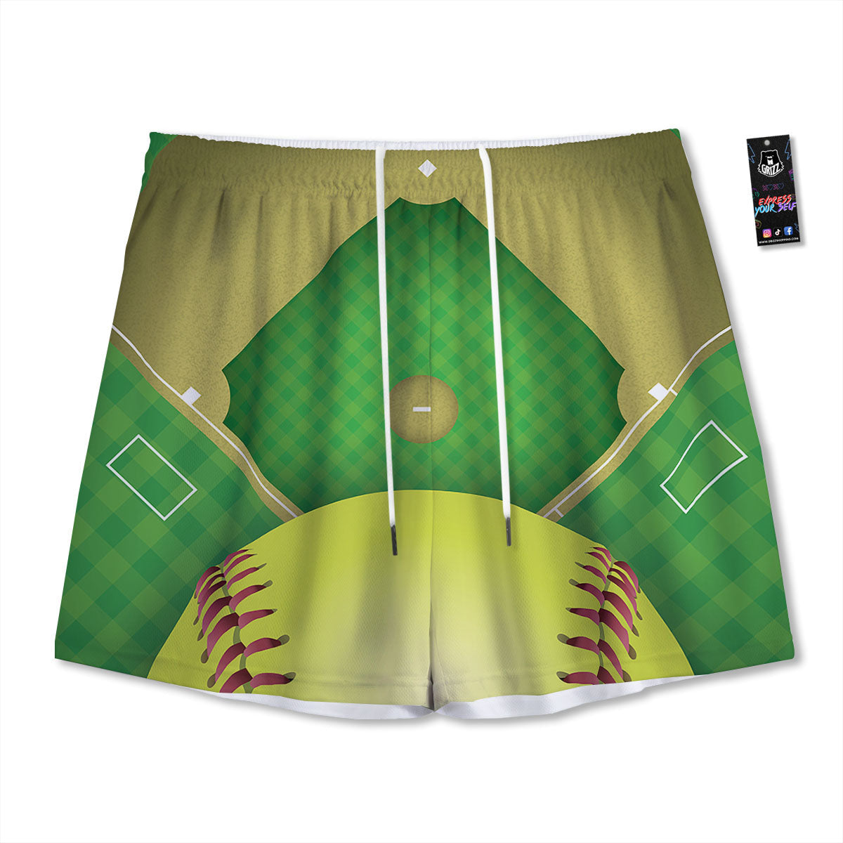 Ball And Softball Field Print Mesh Shorts