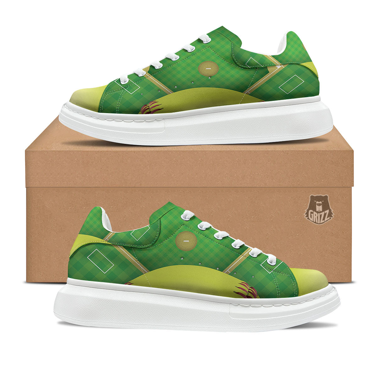 Ball And Softball Field Print Platform Shoes-grizzshop