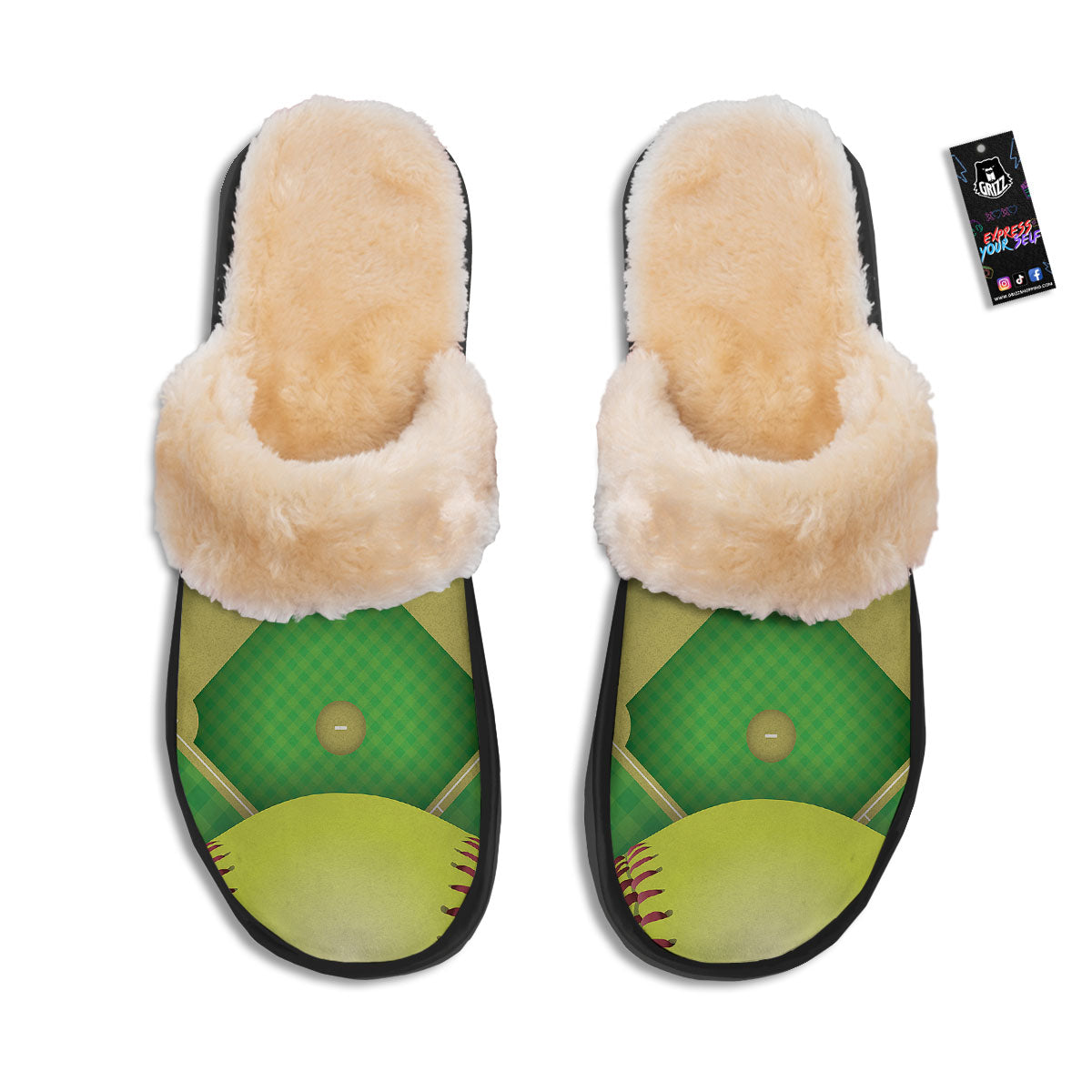 Ball And Softball Field Print Slippers-grizzshop
