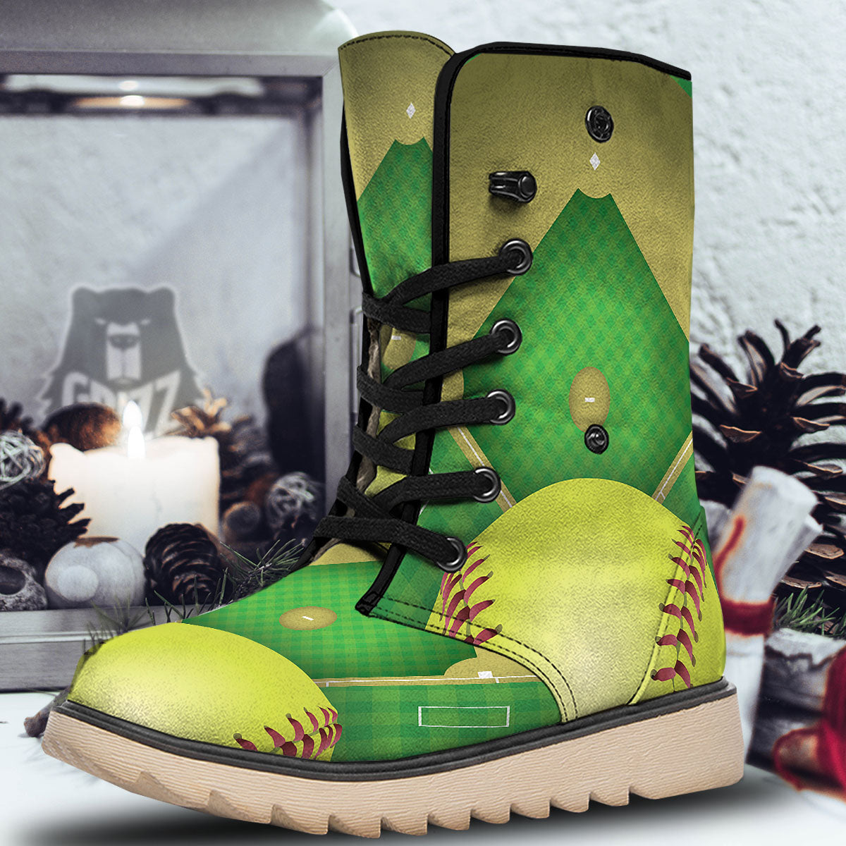 Ball And Softball Field Print Snow Boots-grizzshop