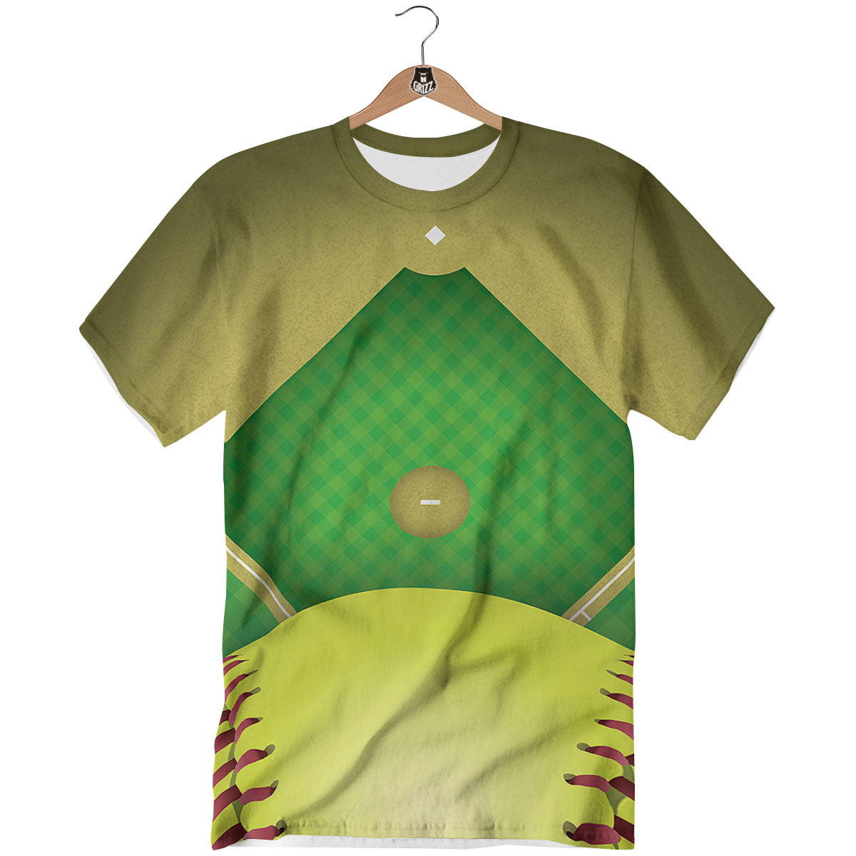Ball And Softball Field Print T-Shirt-grizzshop