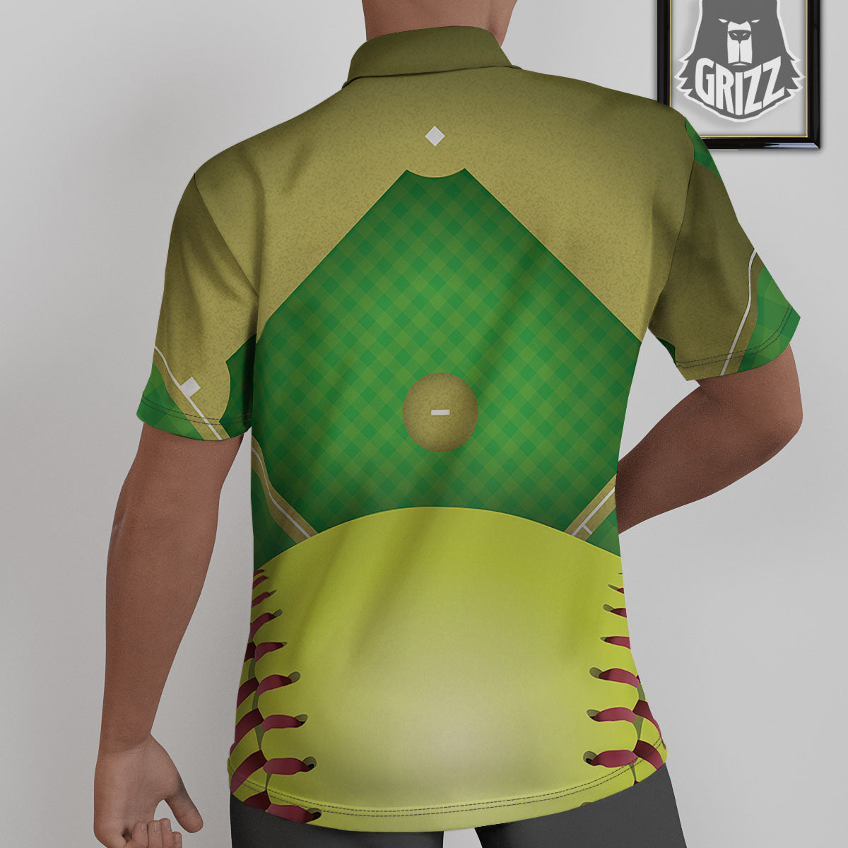Ball And Softball Field Print Untucked Shirts-grizzshop