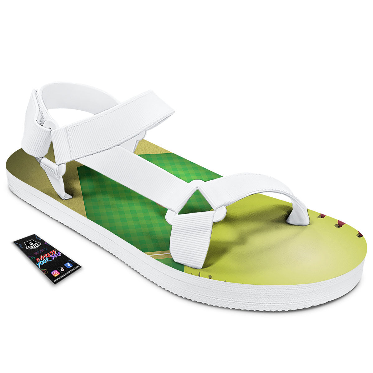 Ball And Softball Field Print White Open Toe Sandals-grizzshop