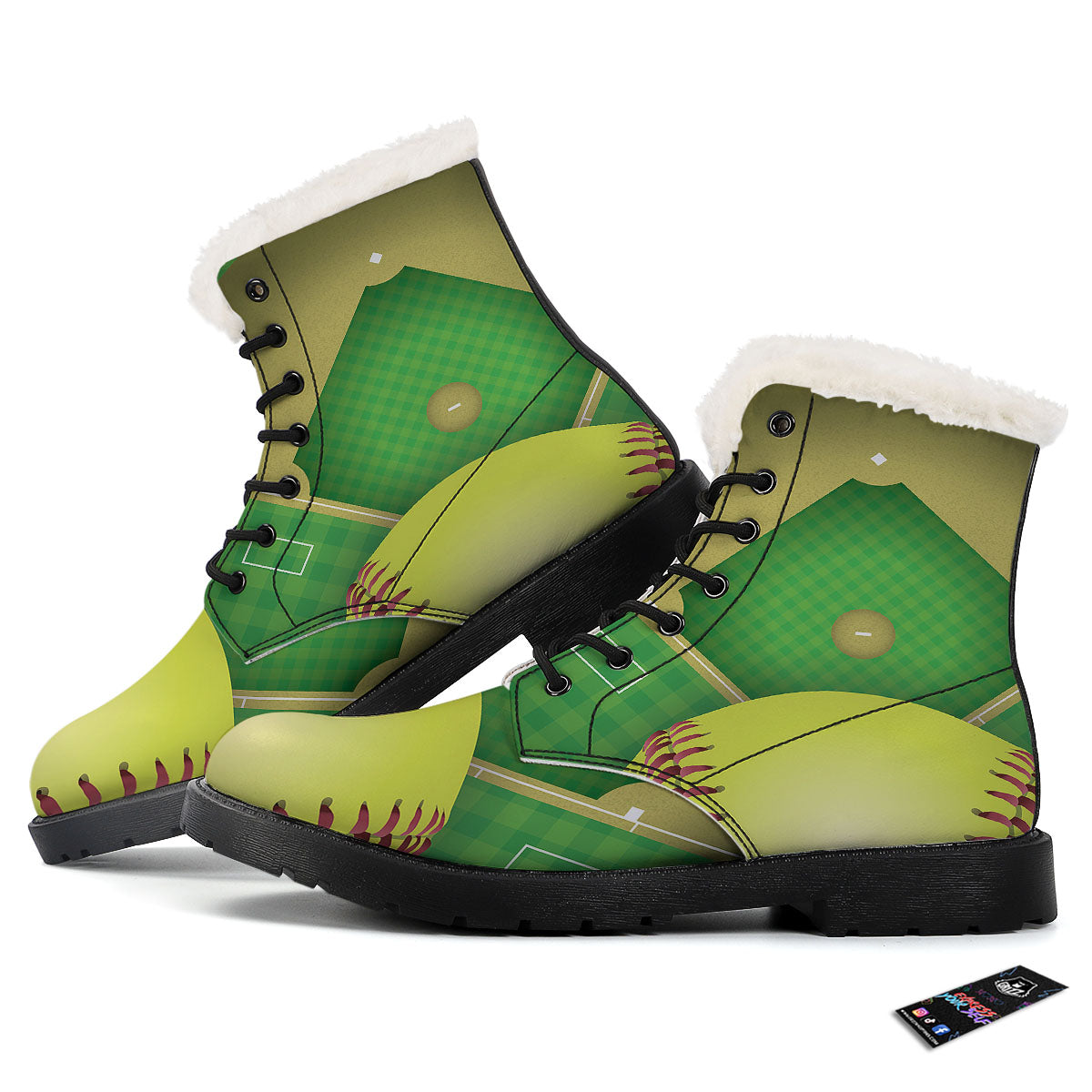 Ball And Softball Field Print Winter Boots-grizzshop