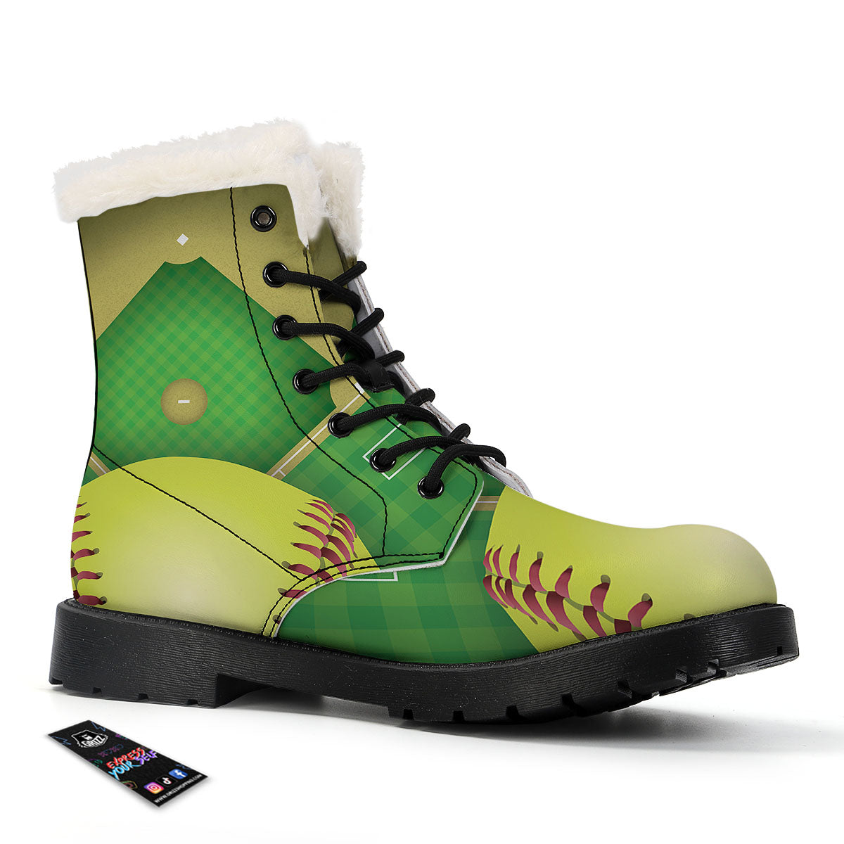 Ball And Softball Field Print Winter Boots-grizzshop