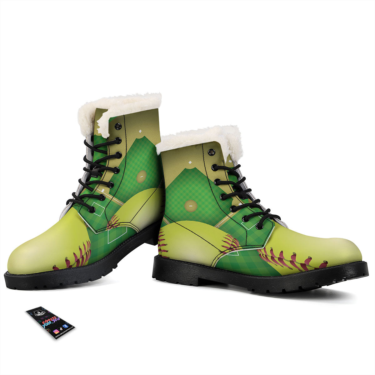Ball And Softball Field Print Winter Boots-grizzshop
