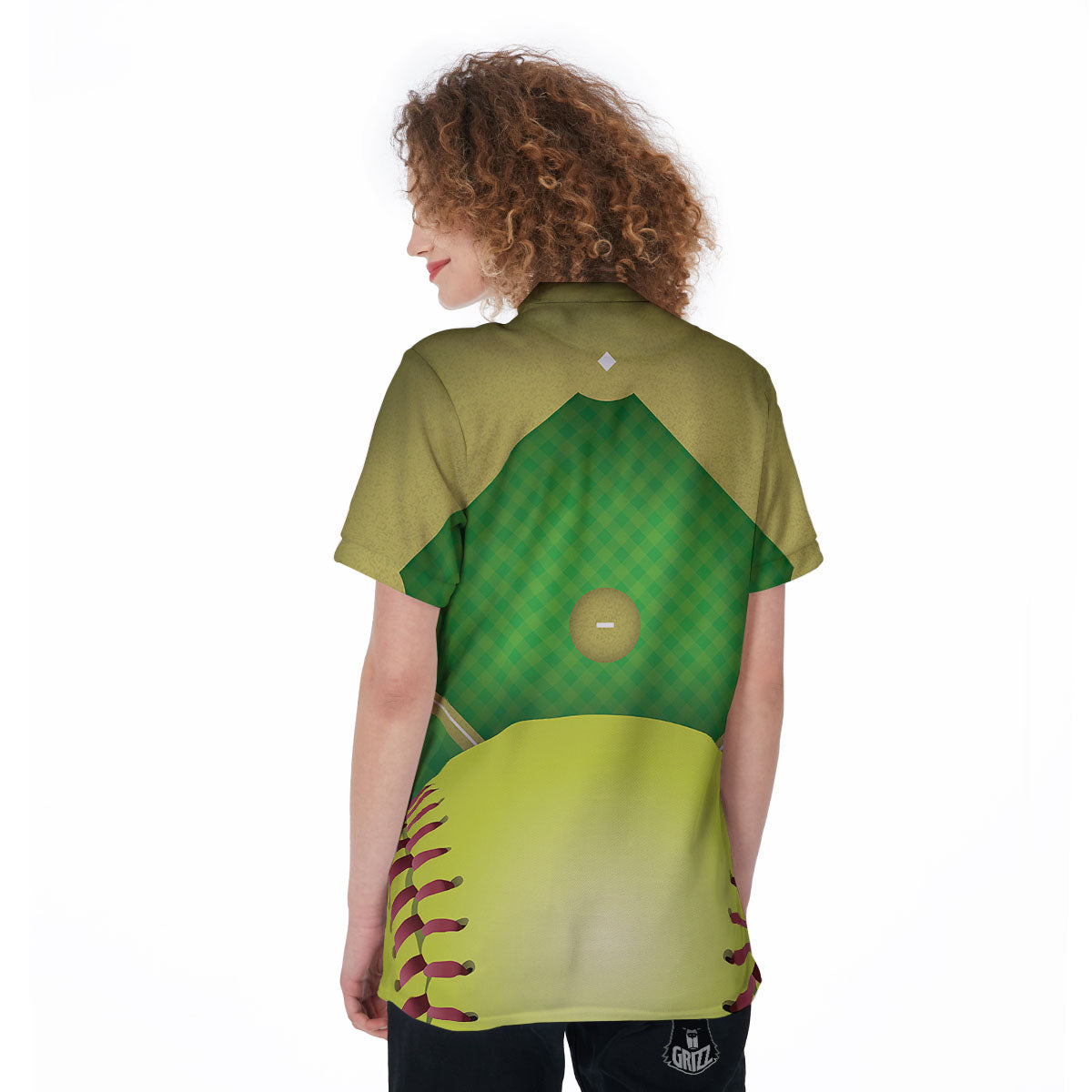 Ball And Softball Field Print Women's Golf Shirts-grizzshop