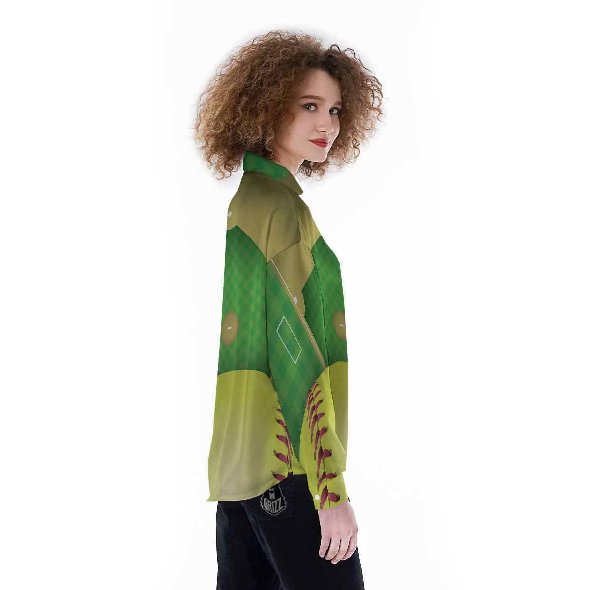 Ball And Softball Field Print Women's Long Sleeve Shirts-grizzshop