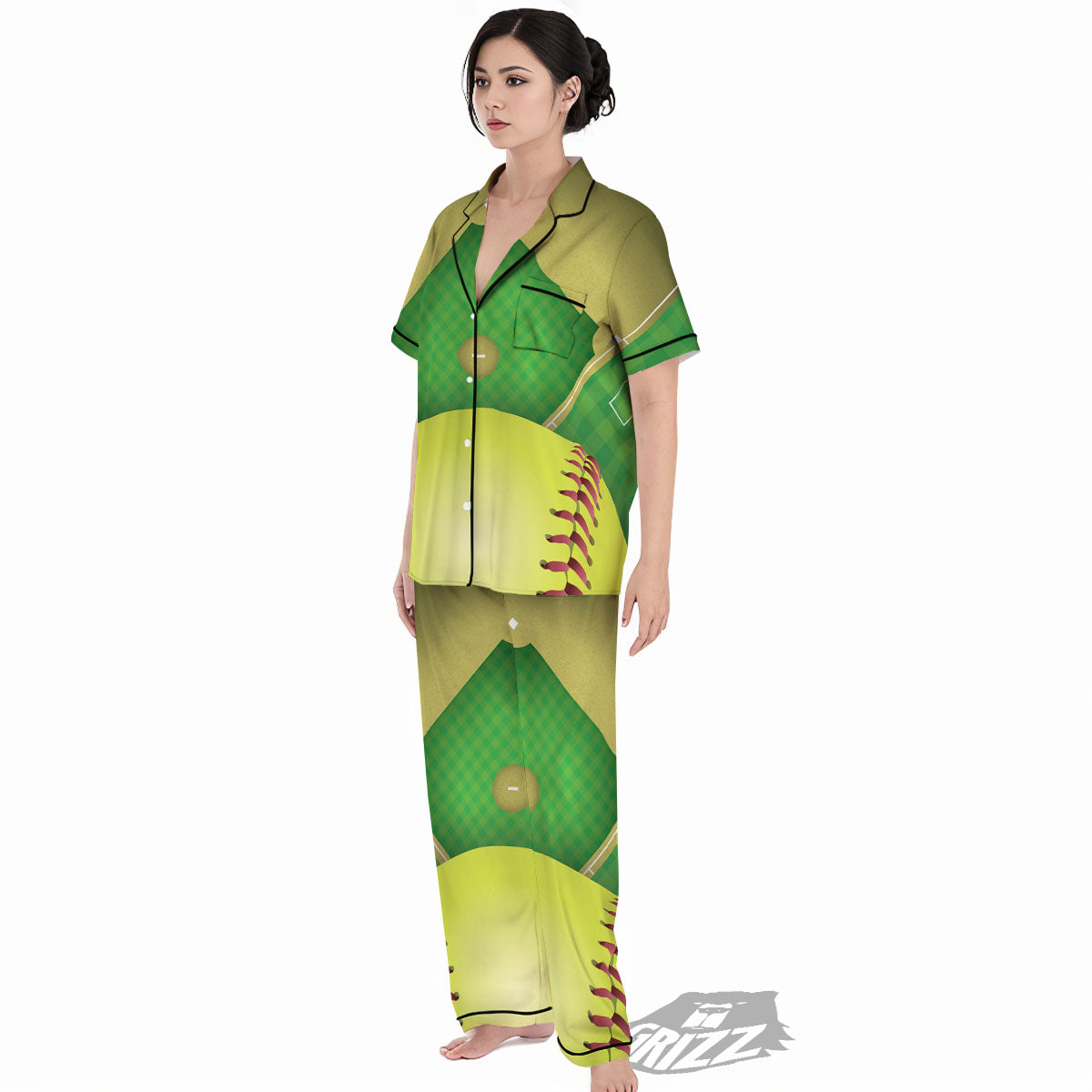 Ball And Softball Field Print Women's Pajamas Set-grizzshop