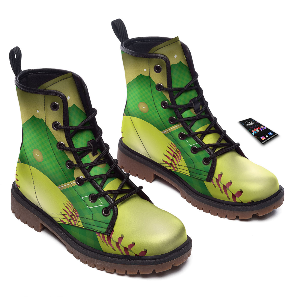 Ball And Softball Field Print Work Boots-grizzshop