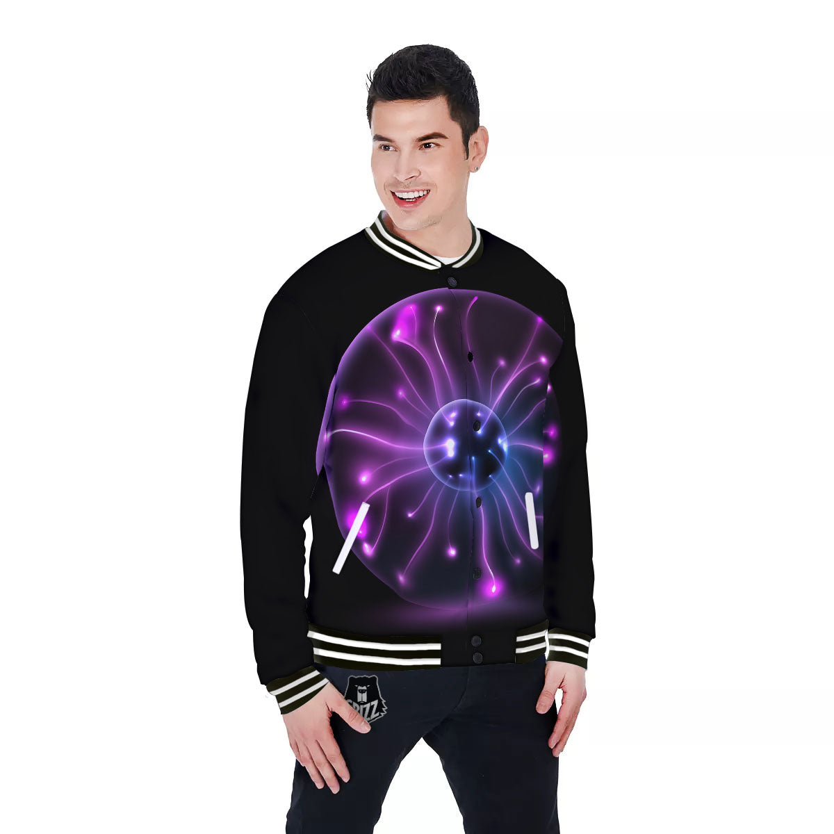 Ball Plasma Print Baseball Jacket-grizzshop