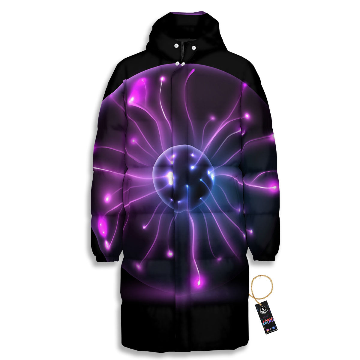 Ball Plasma Print Long Down Jacket-grizzshop