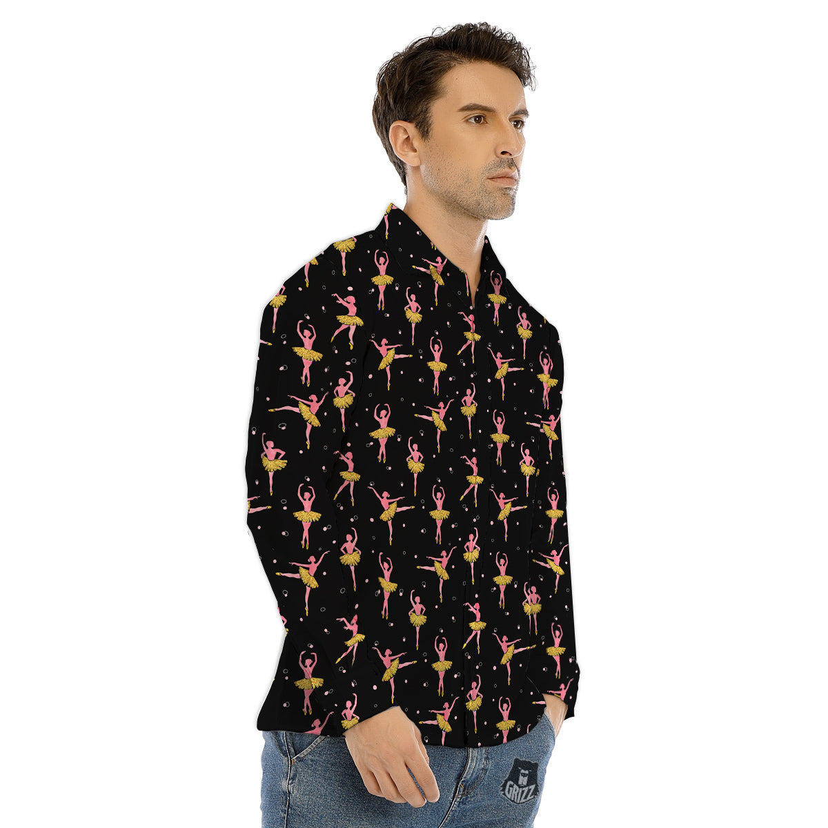 Ballet Dancing Print Pattern Men's Dress Shirts-grizzshop