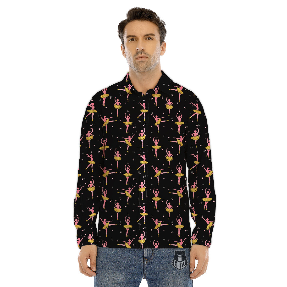 Ballet Dancing Print Pattern Men's Dress Shirts-grizzshop
