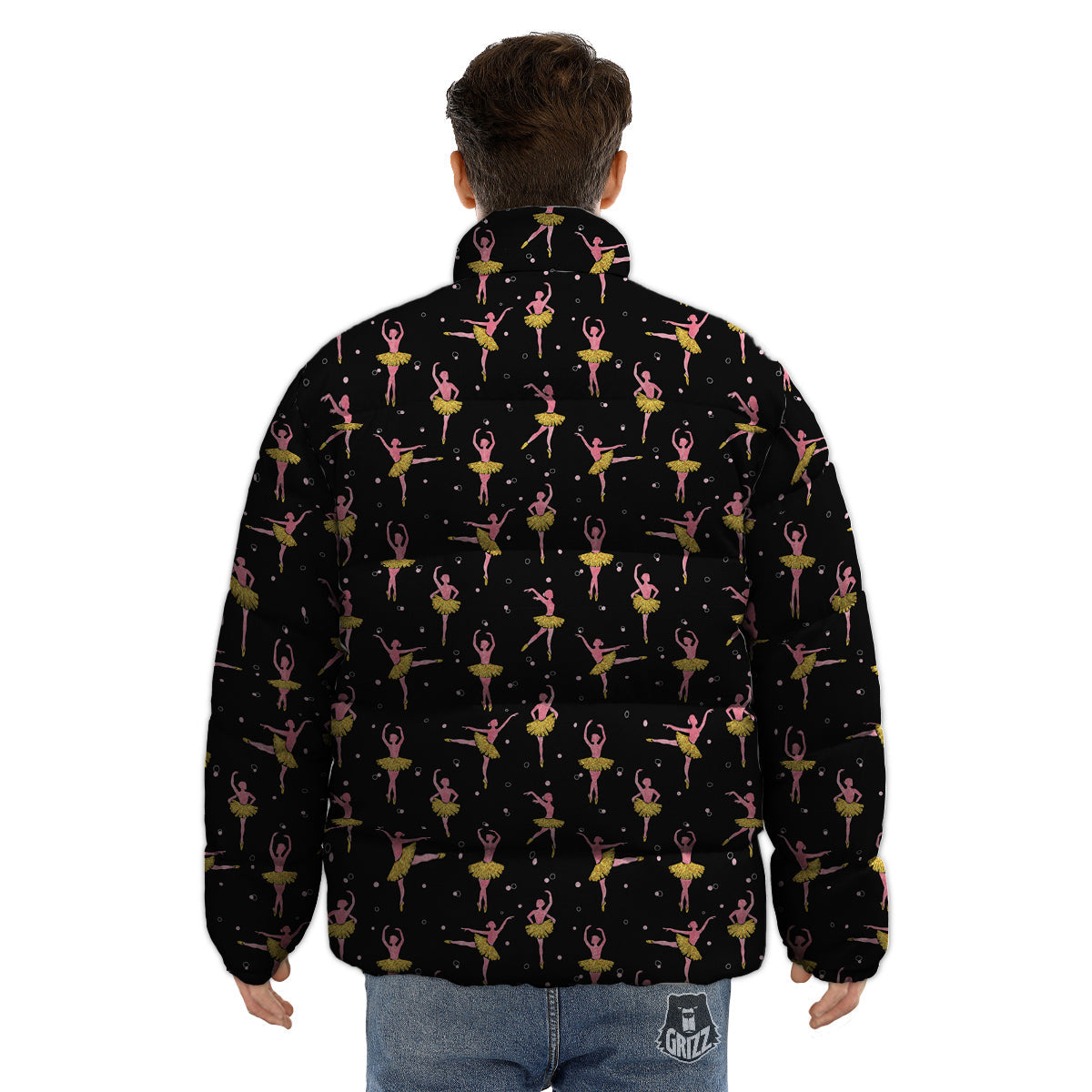 Ballet Dancing Print Pattern Puffer Jacket-grizzshop