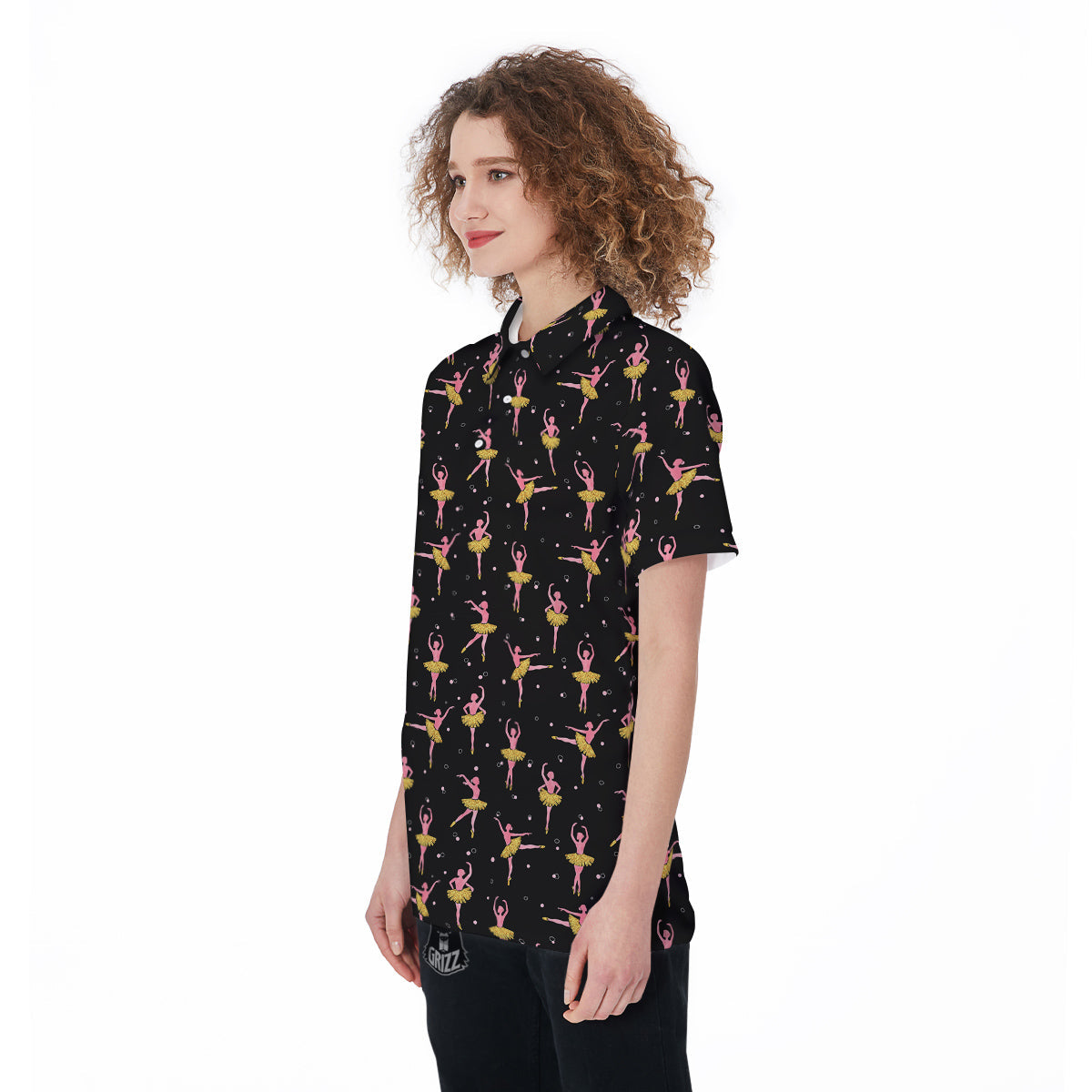 Ballet Dancing Print Pattern Women's Golf Shirts-grizzshop