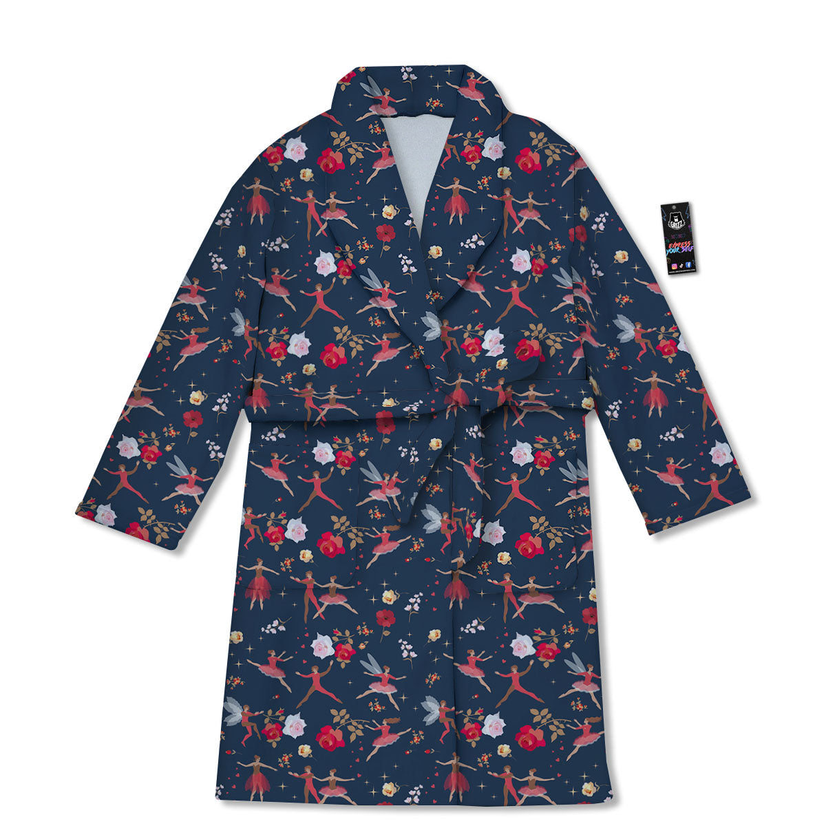 Ballet Floral Print Pattern Bathrobe-grizzshop