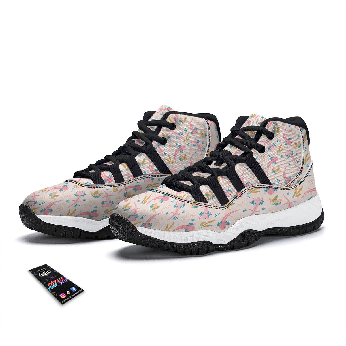 Ballet Floral Print Pattern Black Bball Shoes-grizzshop