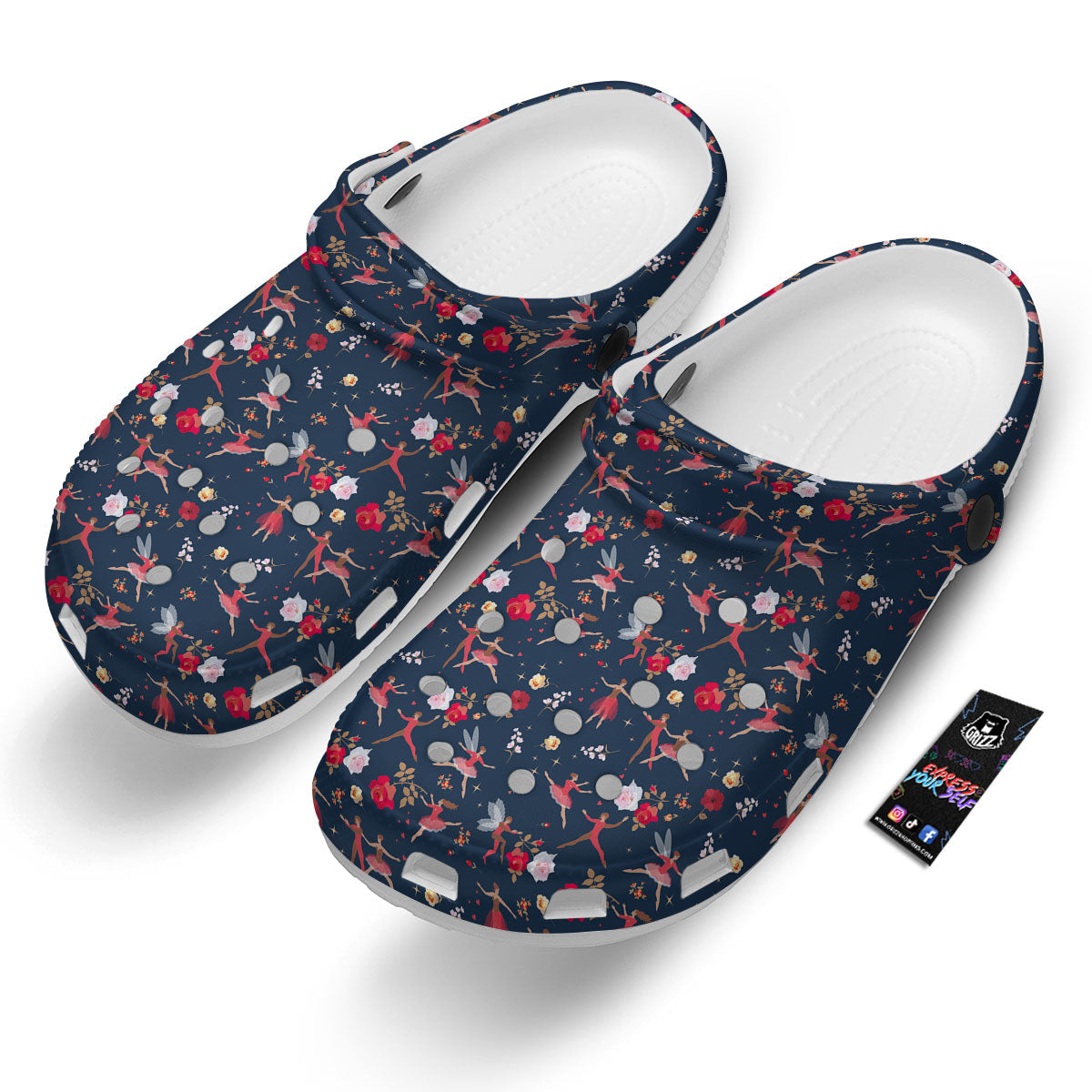 Ballet Floral Print Pattern Clog-grizzshop