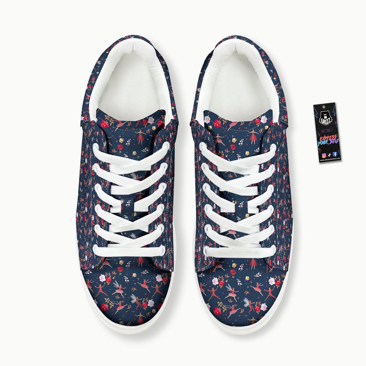 Ballet Floral Print Pattern Platform Shoes-grizzshop