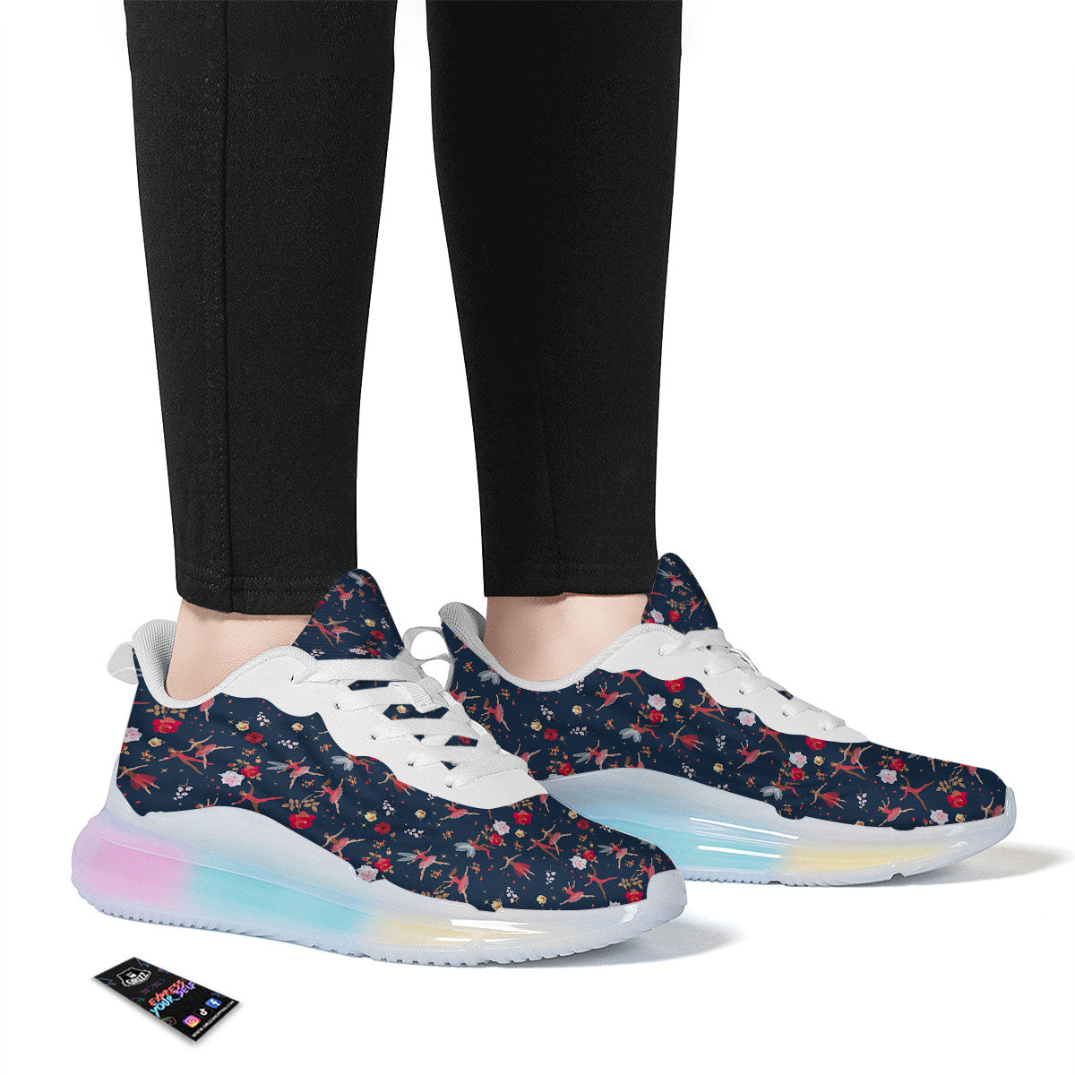 Ballet Floral Print Pattern Running Sneakers-grizzshop
