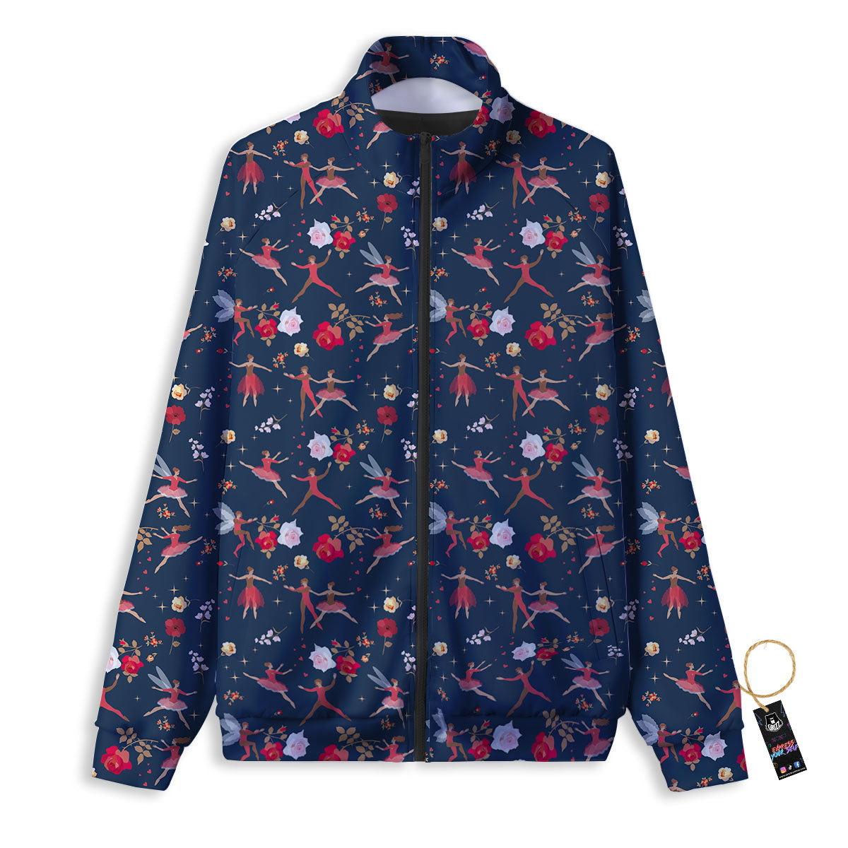 Ballet Floral Print Pattern Track Jacket-grizzshop