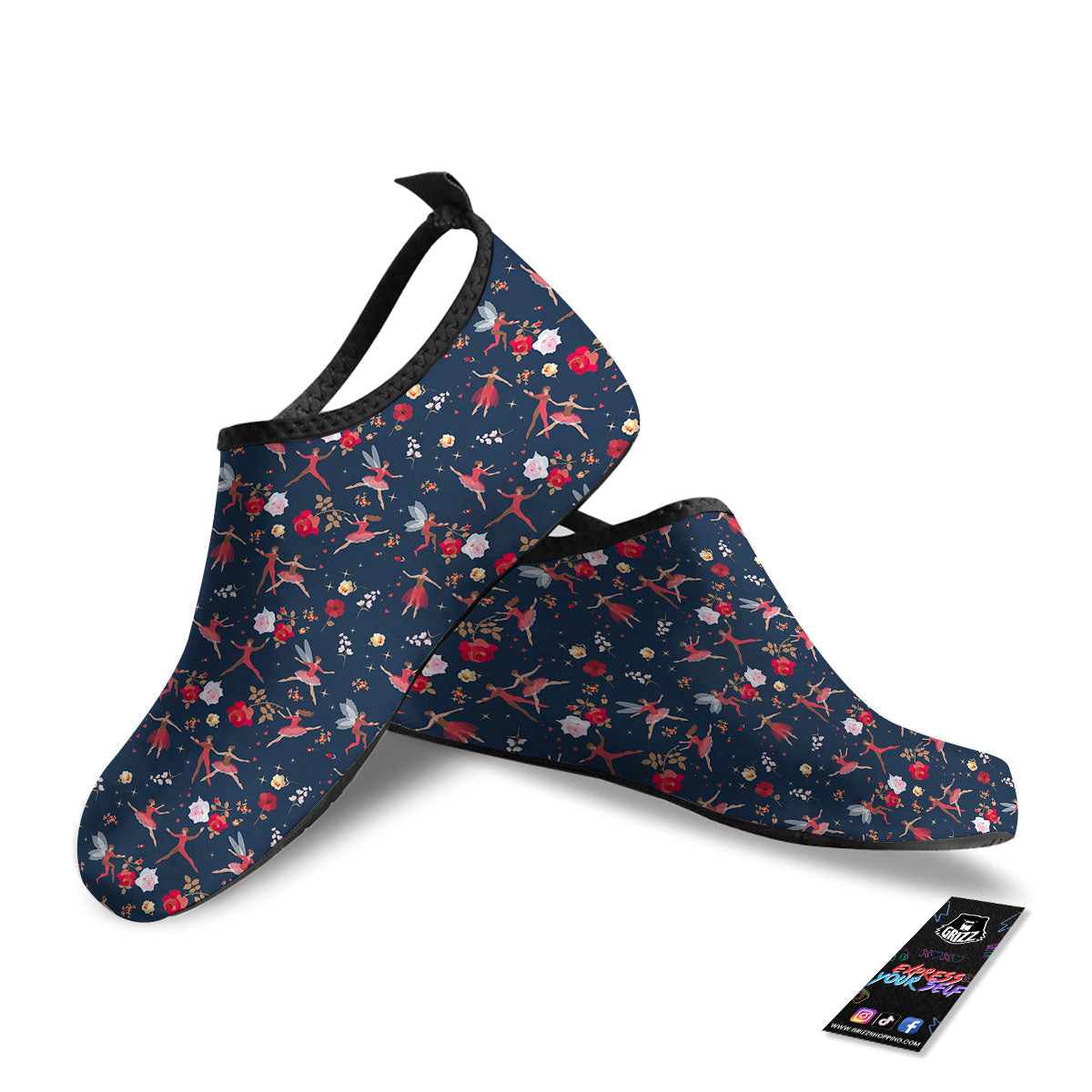 Ballet Floral Print Pattern Water Shoes-grizzshop