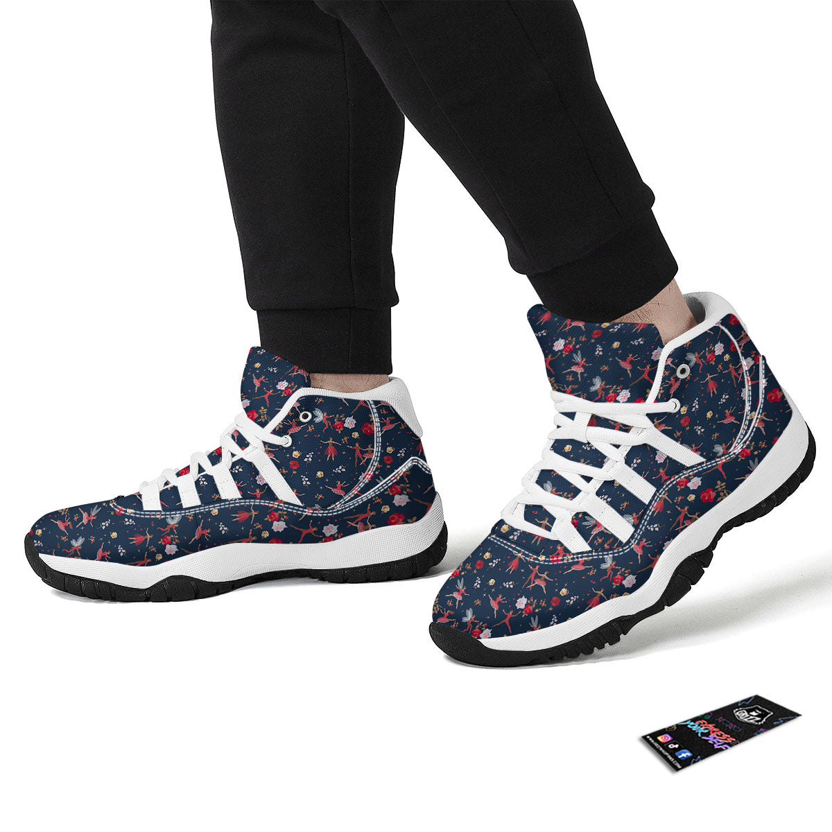 Ballet Floral Print Pattern White Bball Shoes-grizzshop