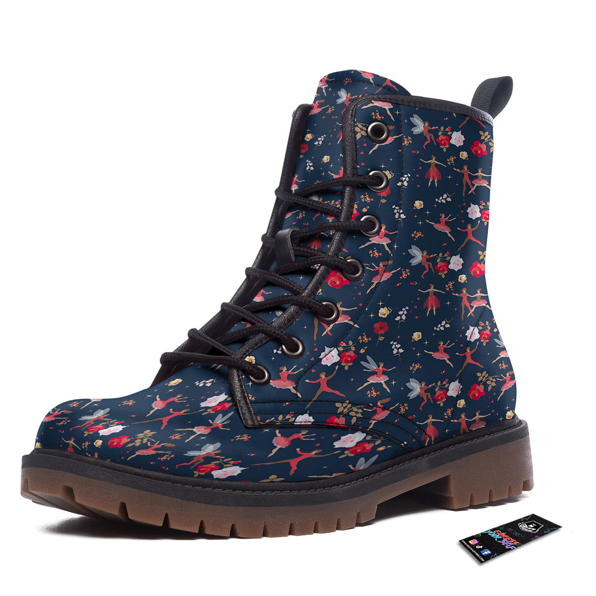 Ballet Floral Print Pattern Work Boots-grizzshop