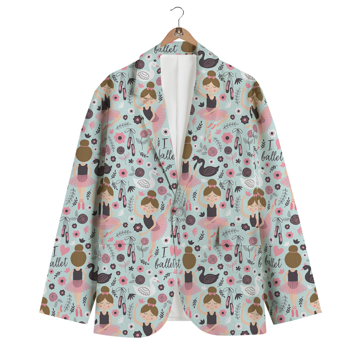 Ballet Girl Pattern Print Men's Blazer-grizzshop