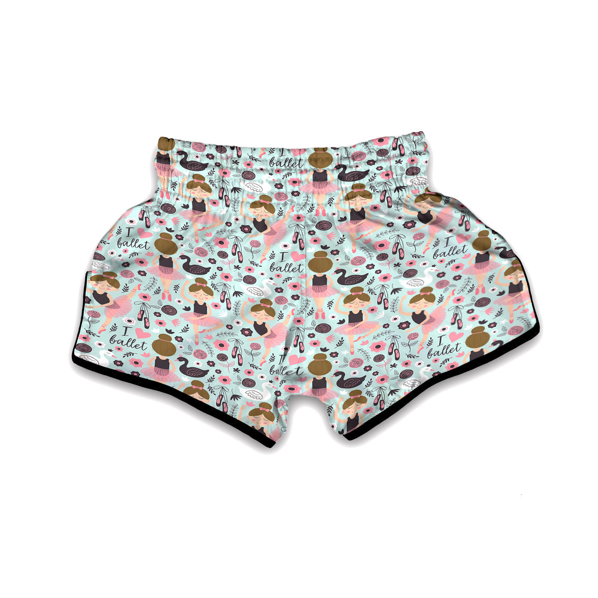 Ballet Girl Pattern Print Muay Thai Boxing Shorts-grizzshop
