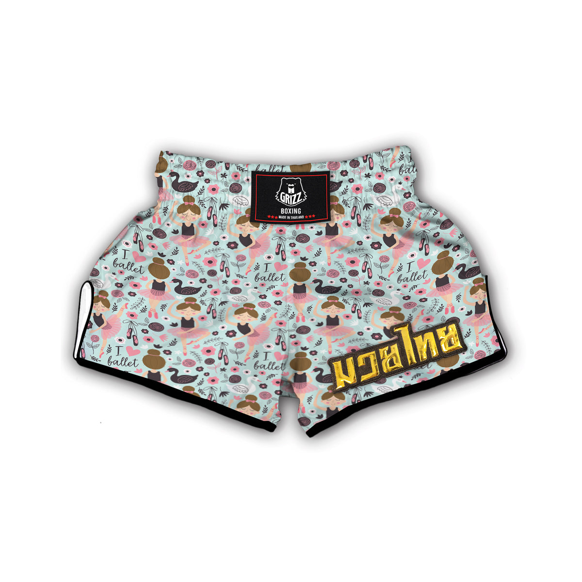 Ballet Girl Pattern Print Muay Thai Boxing Shorts-grizzshop