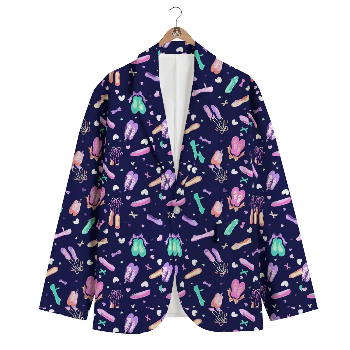 Ballet Pattern Print Men's Blazer-grizzshop
