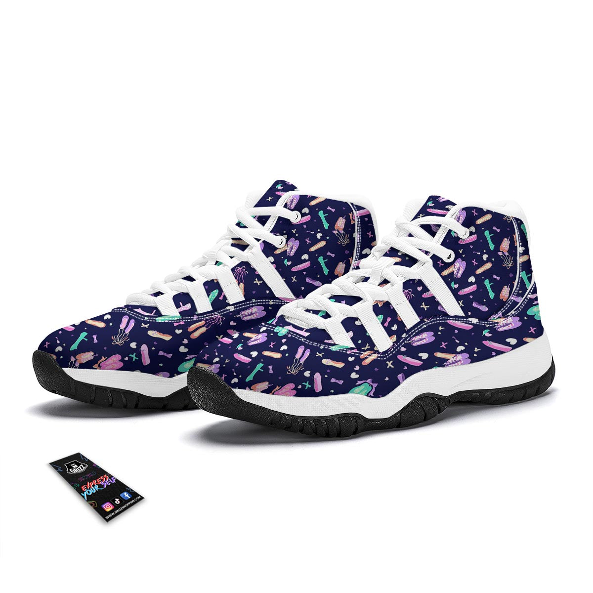 Ballet Pattern Print White Bball Shoes-grizzshop