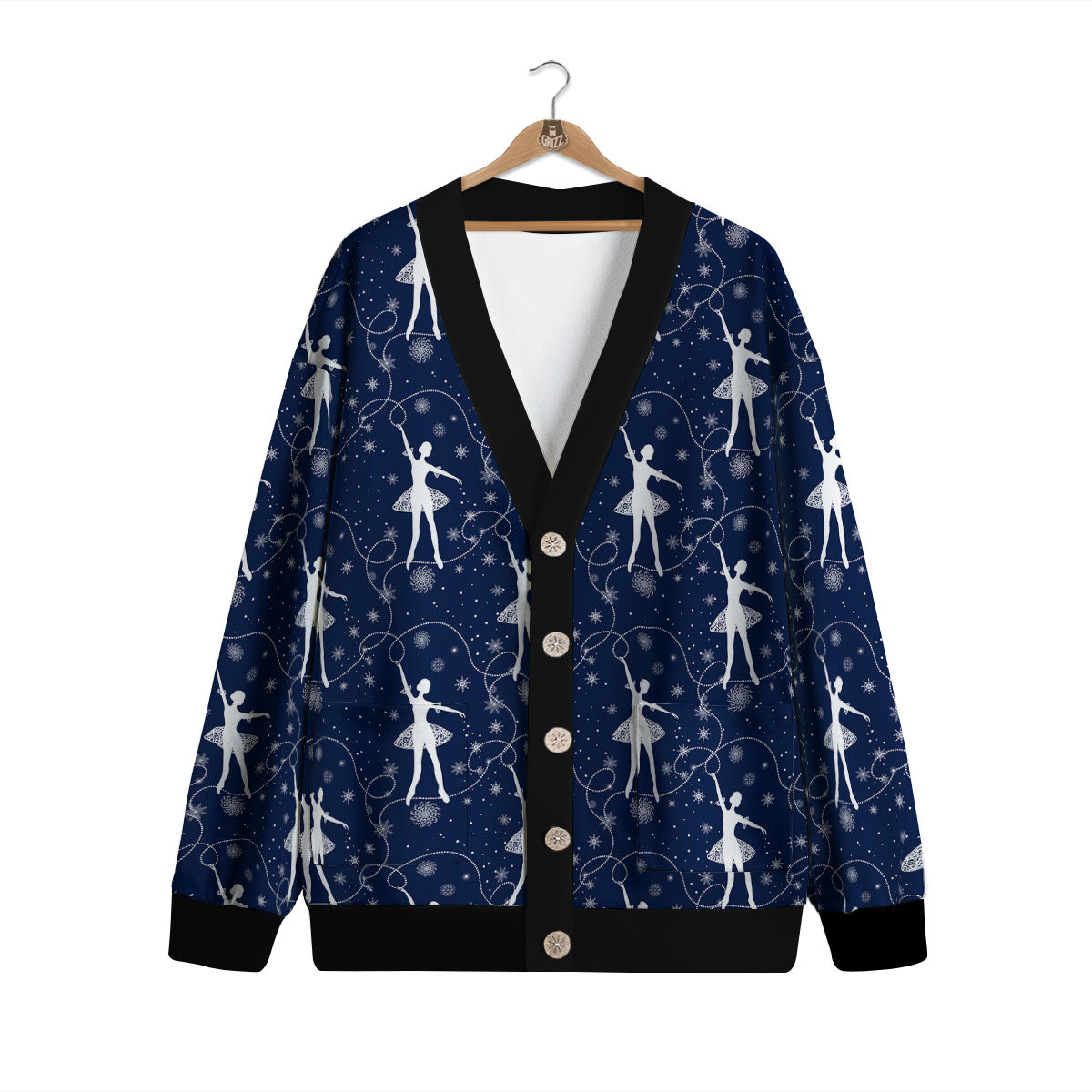 Ballet Snowflake Print Pattern Cardigan-grizzshop