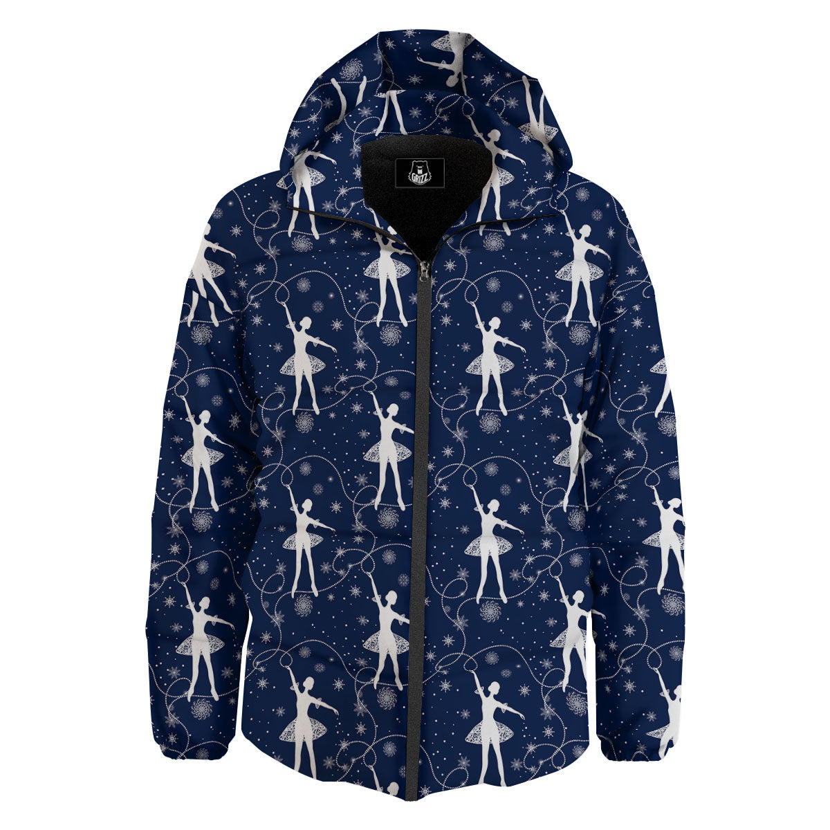 Ballet Snowflake Print Pattern Down Jacket-grizzshop
