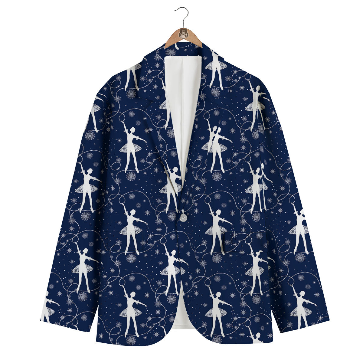 Ballet Snowflake Print Pattern Men's Blazer-grizzshop