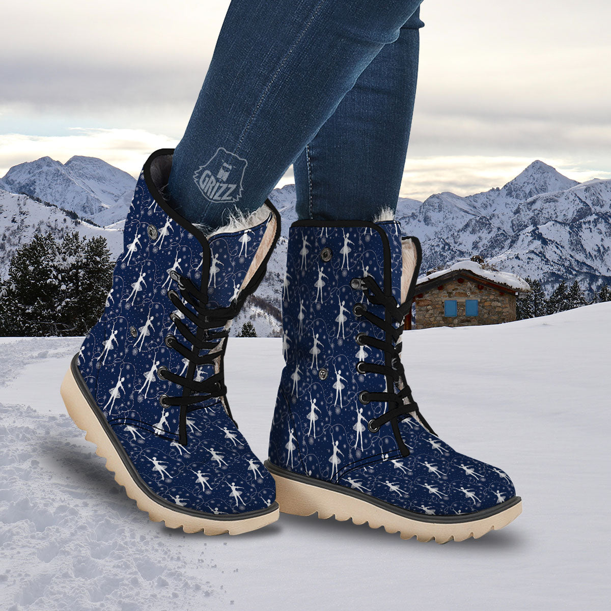 Ballet Snowflake Print Pattern Snow Boots-grizzshop