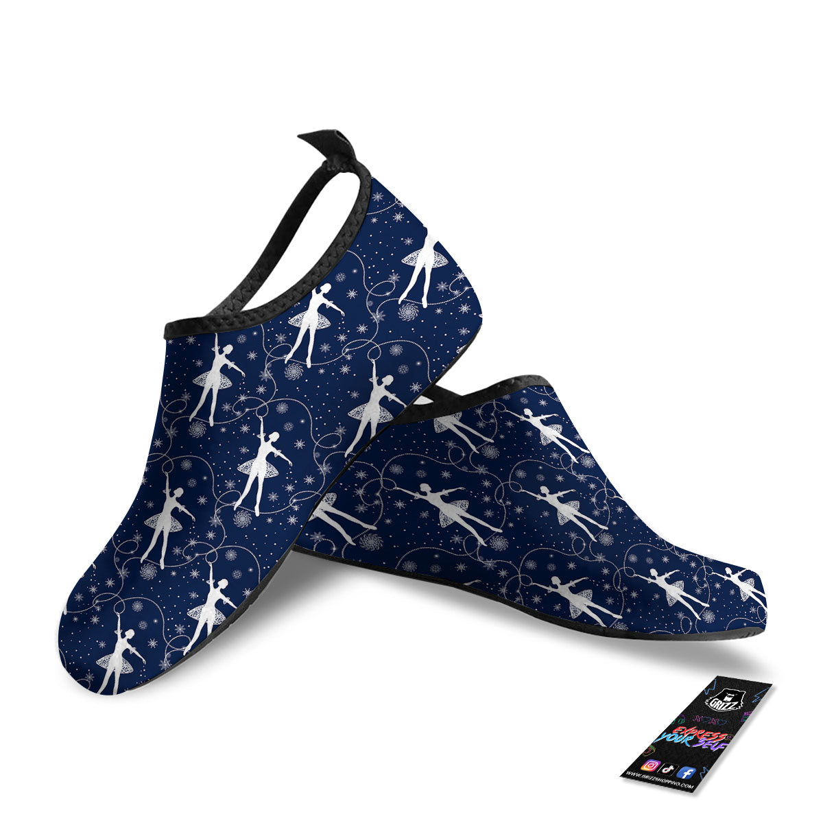 Ballet Snowflake Print Pattern Water Shoes-grizzshop