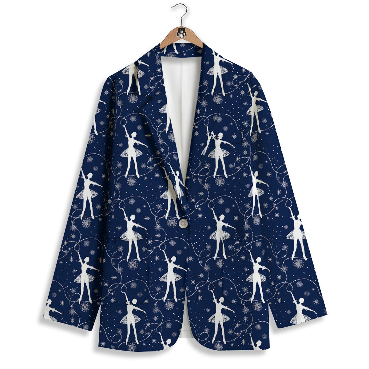 Ballet Snowflake Print Pattern Women's Blazer-grizzshop