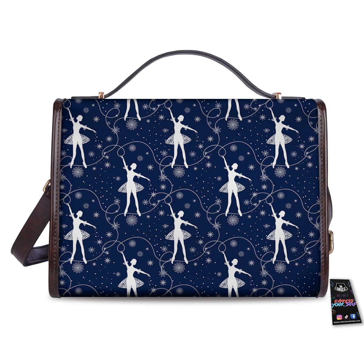 Ballet Snowflake Print Pattern Women's Satchel Bag-grizzshop