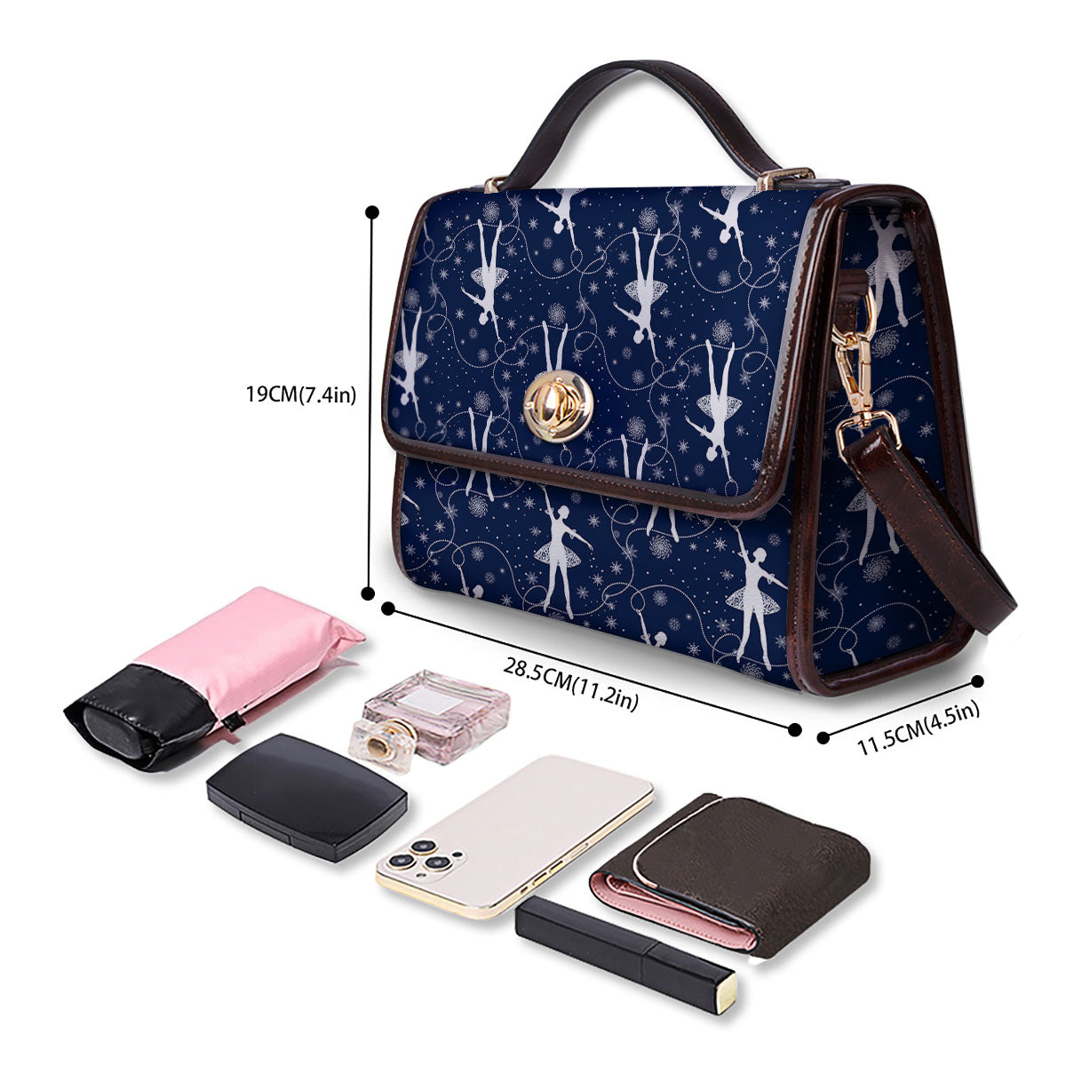 Ballet Snowflake Print Pattern Women's Satchel Bag-grizzshop