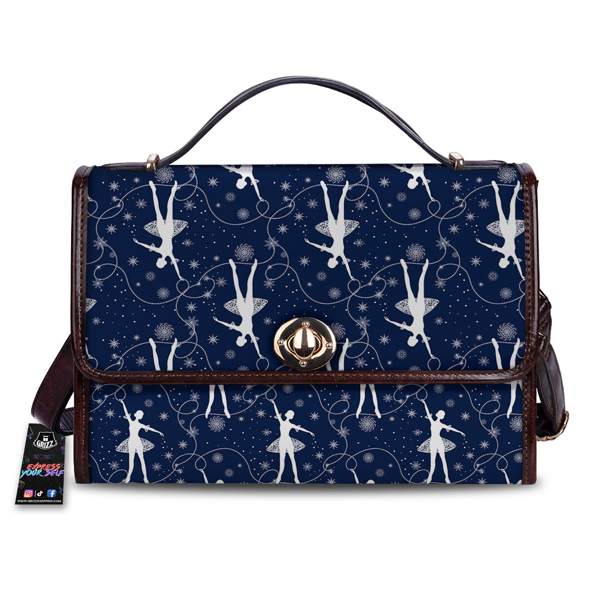 Ballet Snowflake Print Pattern Women's Satchel Bag-grizzshop