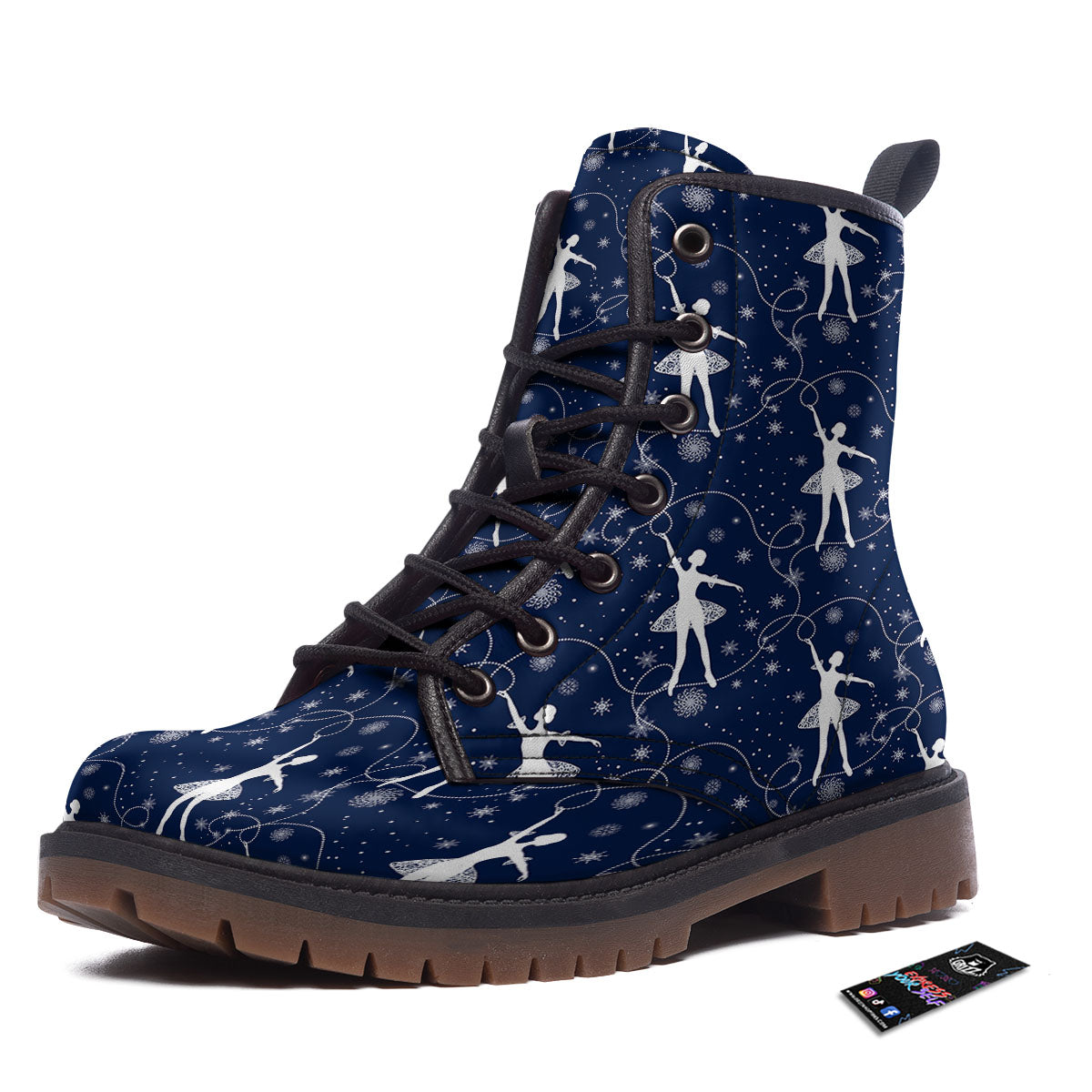 Ballet Snowflake Print Pattern Work Boots-grizzshop