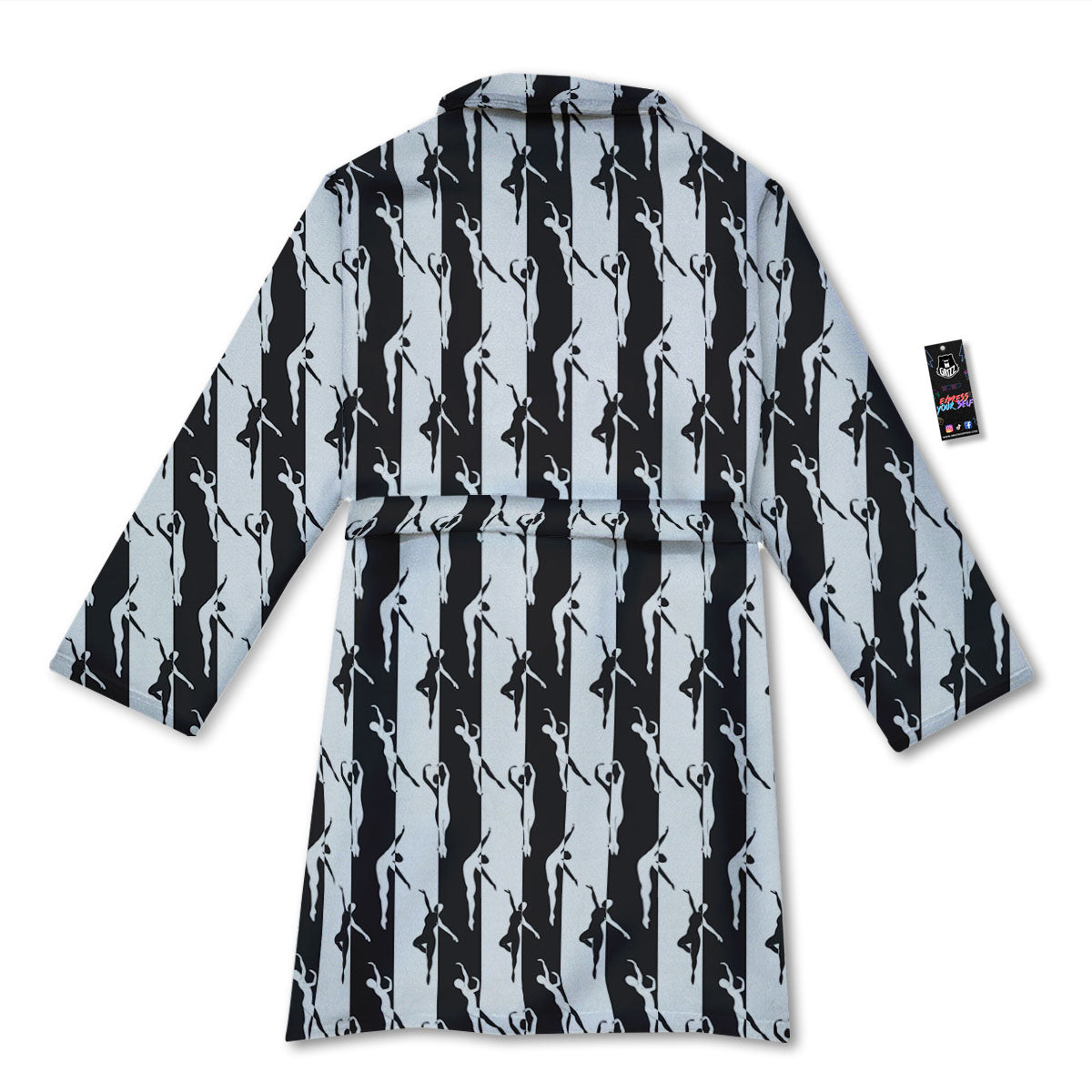 Ballet White And Black Print Pattern Bathrobe-grizzshop