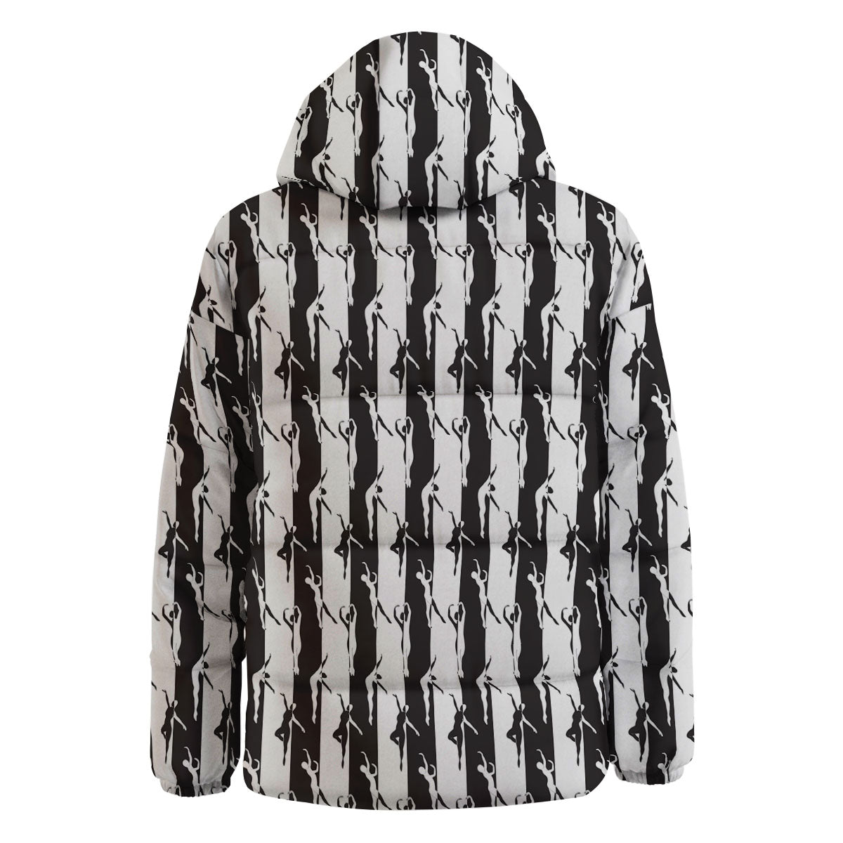 Ballet White And Black Print Pattern Down Jacket-grizzshop