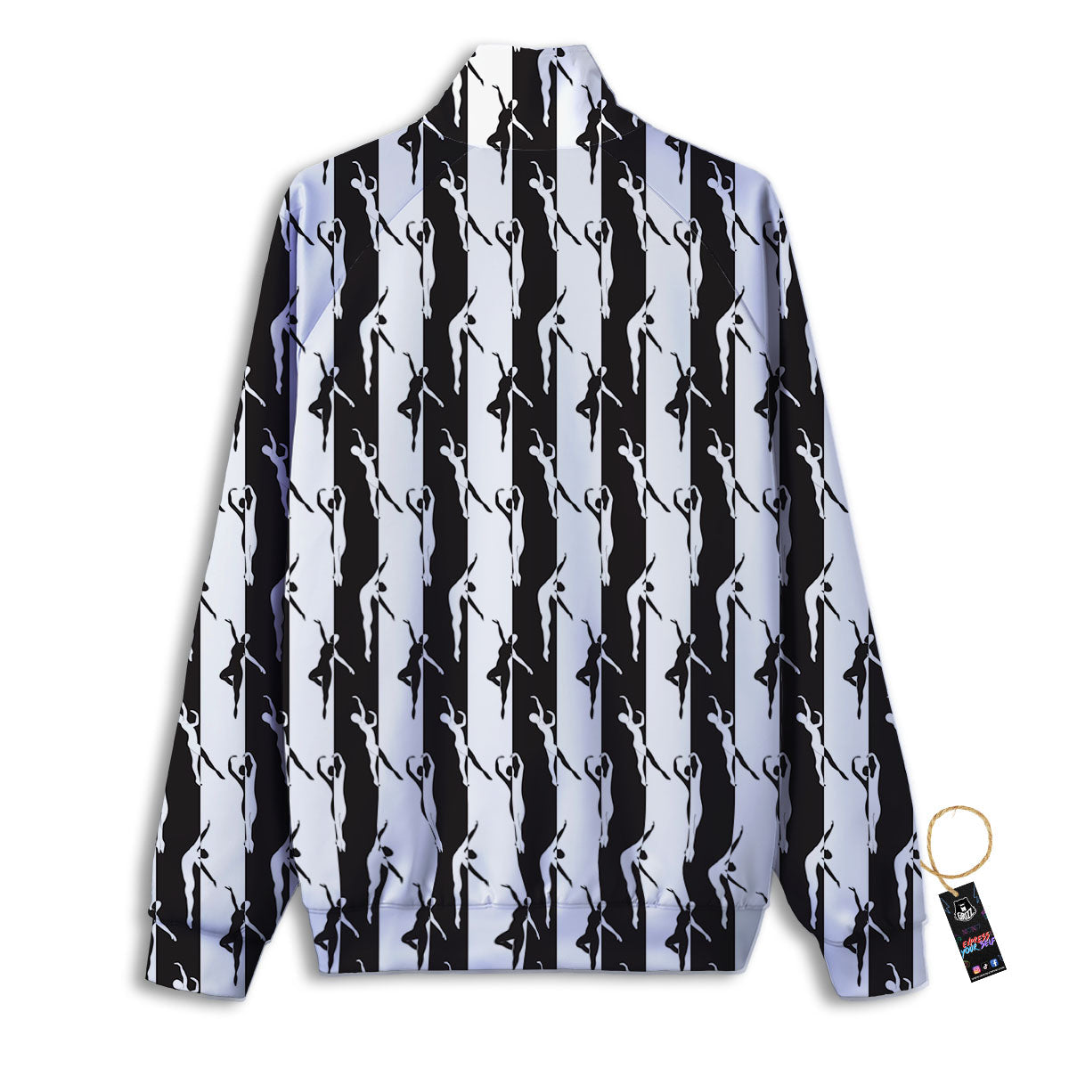 Ballet White And Black Print Pattern Track Jacket-grizzshop